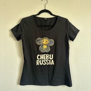 Black Cheburashka Graphic T-Shirt